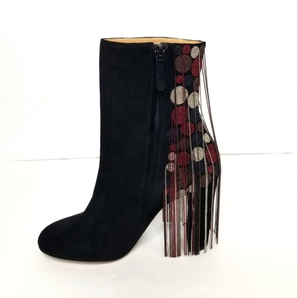 Chloe Bead Fringe Suede Ankle Boots - Picture 4 of 12